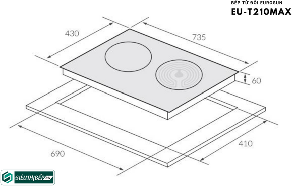 Bếp từ đôi Eurosun EU - T210MAX Inverter tiết kiệm điện