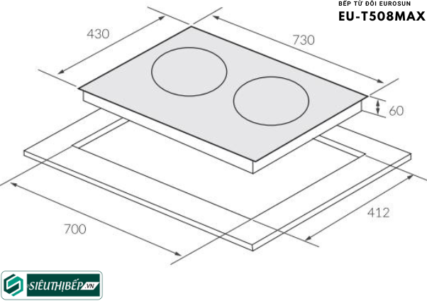 Bếp từ đôi Eurosun EU - T508MAX Inverter tiết kiệm điện