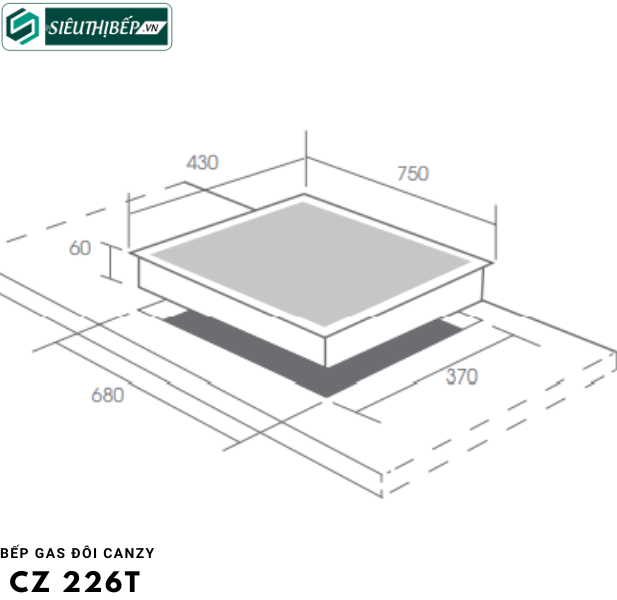 Bếp gas đôi Canzy CZ 226T (Lắp âm)