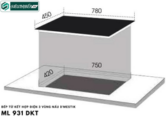 Bếp từ kết hợp điện D'mestik ML 931 DKT  (3 vùng nấu - Made in Malaysia)