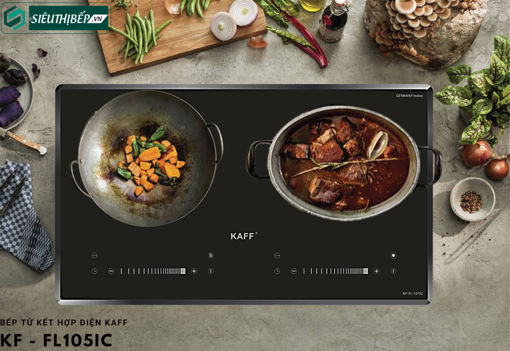 Bếp từ kết hợp điện Kaff KF - FL105IC Inverter tiết kiệm điện