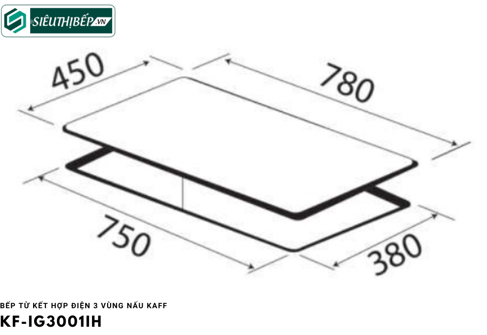 Bếp từ kết hợp điện Kaff KF-IG3001IH (3 vùng nấu - Inverter tiết kiệm điện)