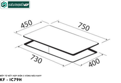 Bếp từ kết hợp điện Kaff KF - IC79H (3 vùng nấu - Inverter tiết kiệm điện)