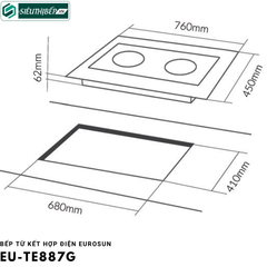 Bếp từ kết hợp điện Eurosun EU - TE 887G Inverter tiết kiệm điện