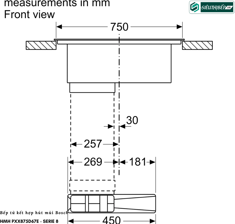 Bếp từ kết hợp hút mùi Bosch HMH PXX875D67E - Serie 8 (Made in Spain)