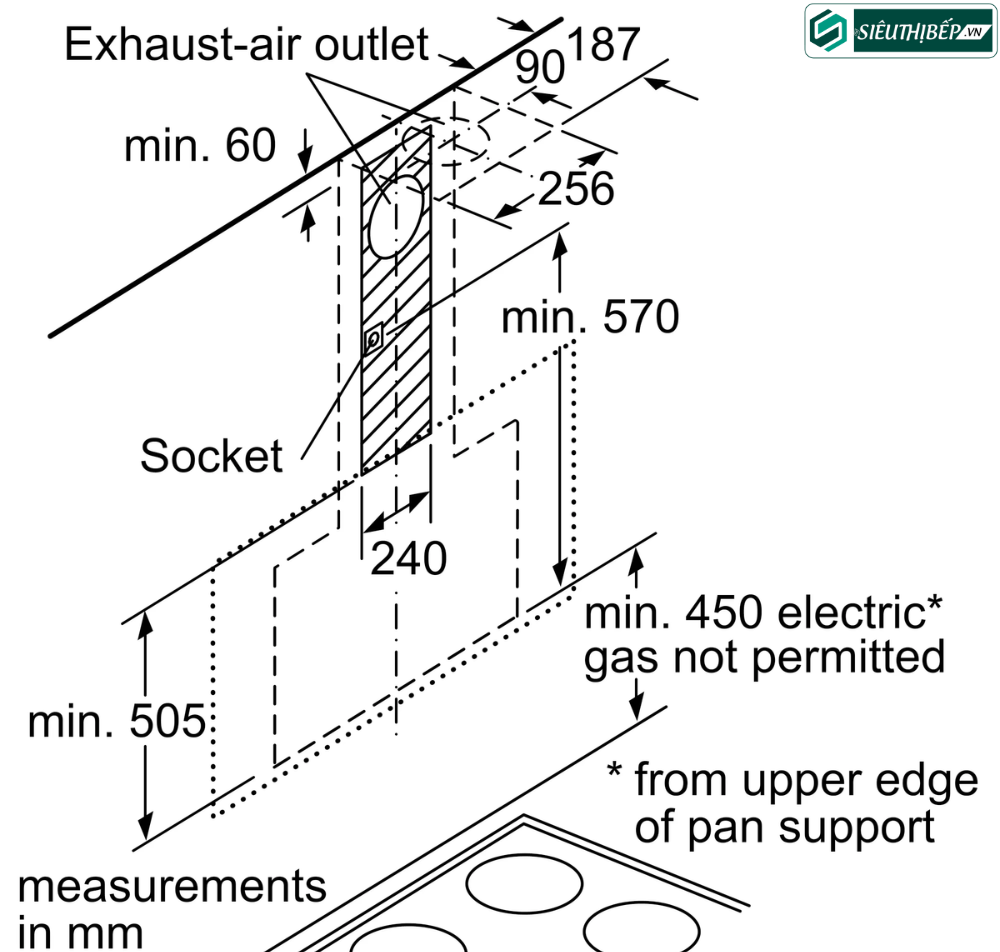 Máy hút mùi Bosch HMH DWK67CM60B - Serie 4 (Áp tường kính vát )