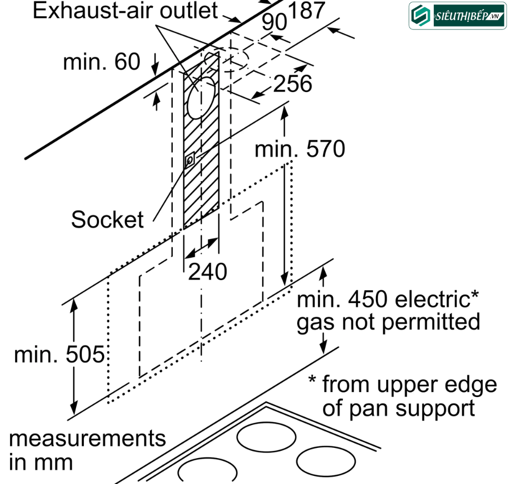 Máy hút mùi Bosch HMH DWF97RV60B - Serie 8 ( Áp tường kính vát - Kết nối Home Connect )