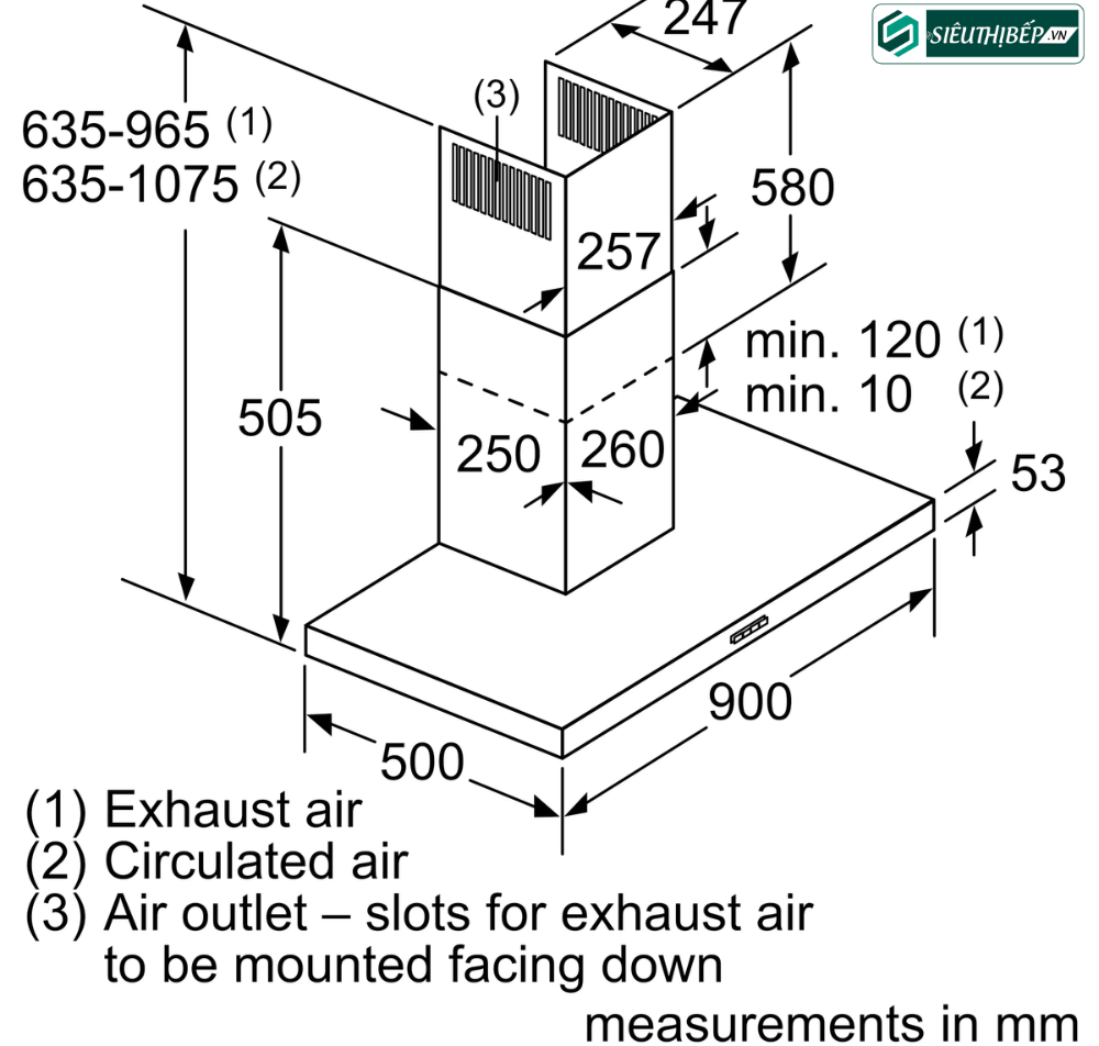 Máy hút mùi Bosch HMH DWB97DM50B - Serie 4 (Áp tường chữ T)