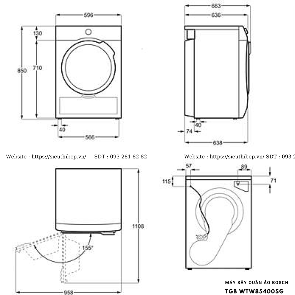 Máy sấy Bosch TGB WTW85400SG - Serie 6 (9Kg - Made in Poland)