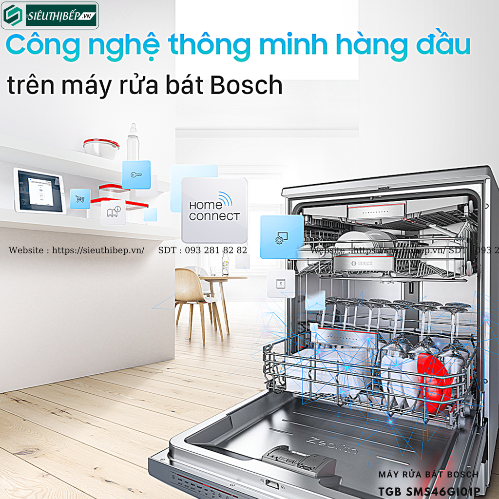 Máy rửa bát Bosch TGB SMS46GI01P - Serie 4 ( Độc lập - Made in Turkey)