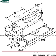 Máy hút mùi Bosch TGB DFT63AC50 / DFT93AC50 - Serie 4 (Âm tủ - Made in Italy)