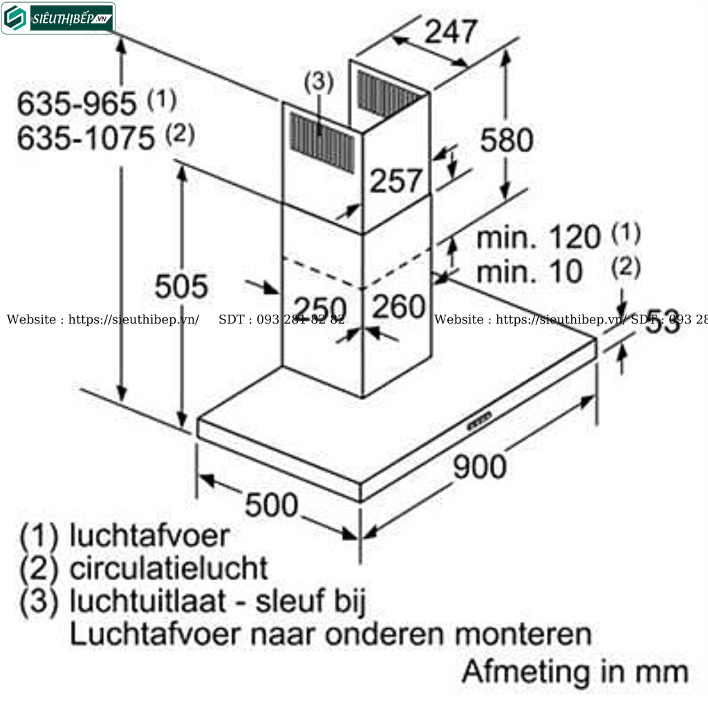 Máy hút mùi Bosch TGB DWB77IM50 / DWB97IM50 - Serie 4 (Áp tường, chữ T - Made in Germany)
