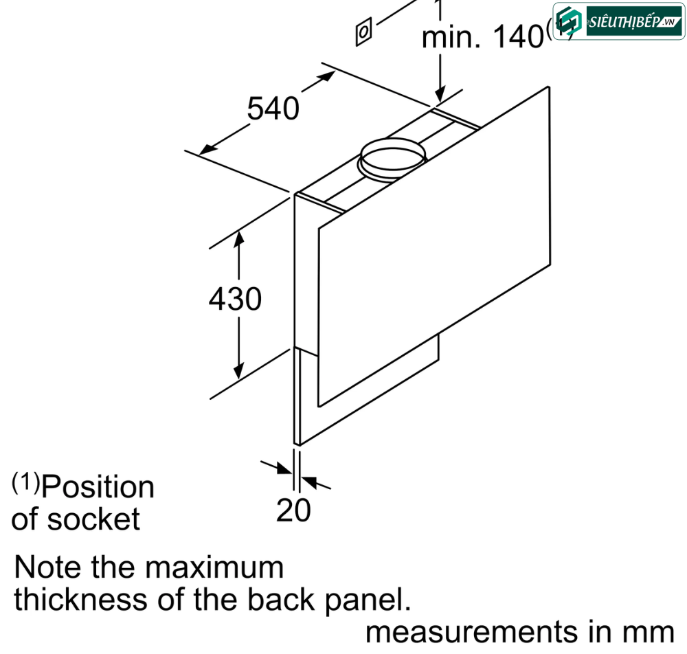 Máy hút mùi Bosch HMH DWF97RV60B - Serie 8 ( Áp tường kính vát - Kết nối Home Connect )