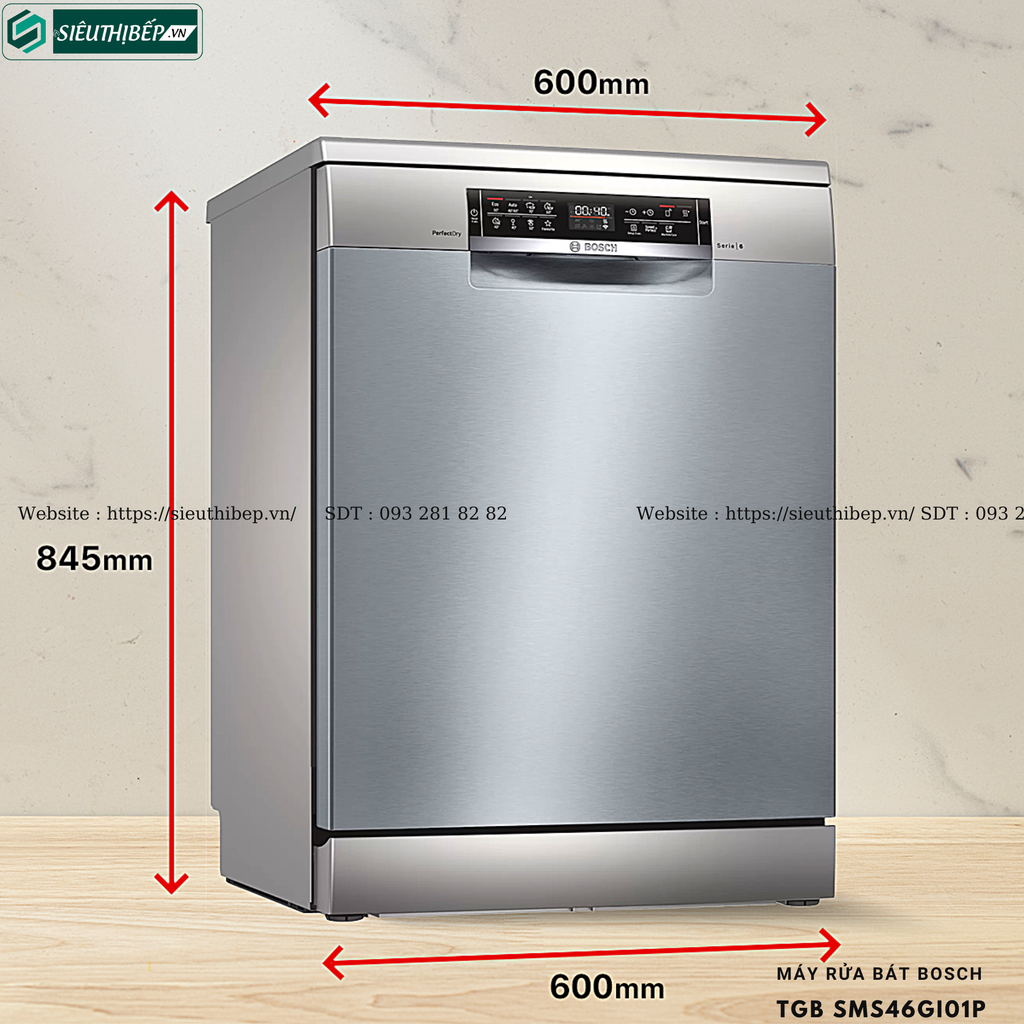 Máy rửa bát Bosch TGB SMS46GI01P - Serie 4 ( Độc lập - Made in Turkey)