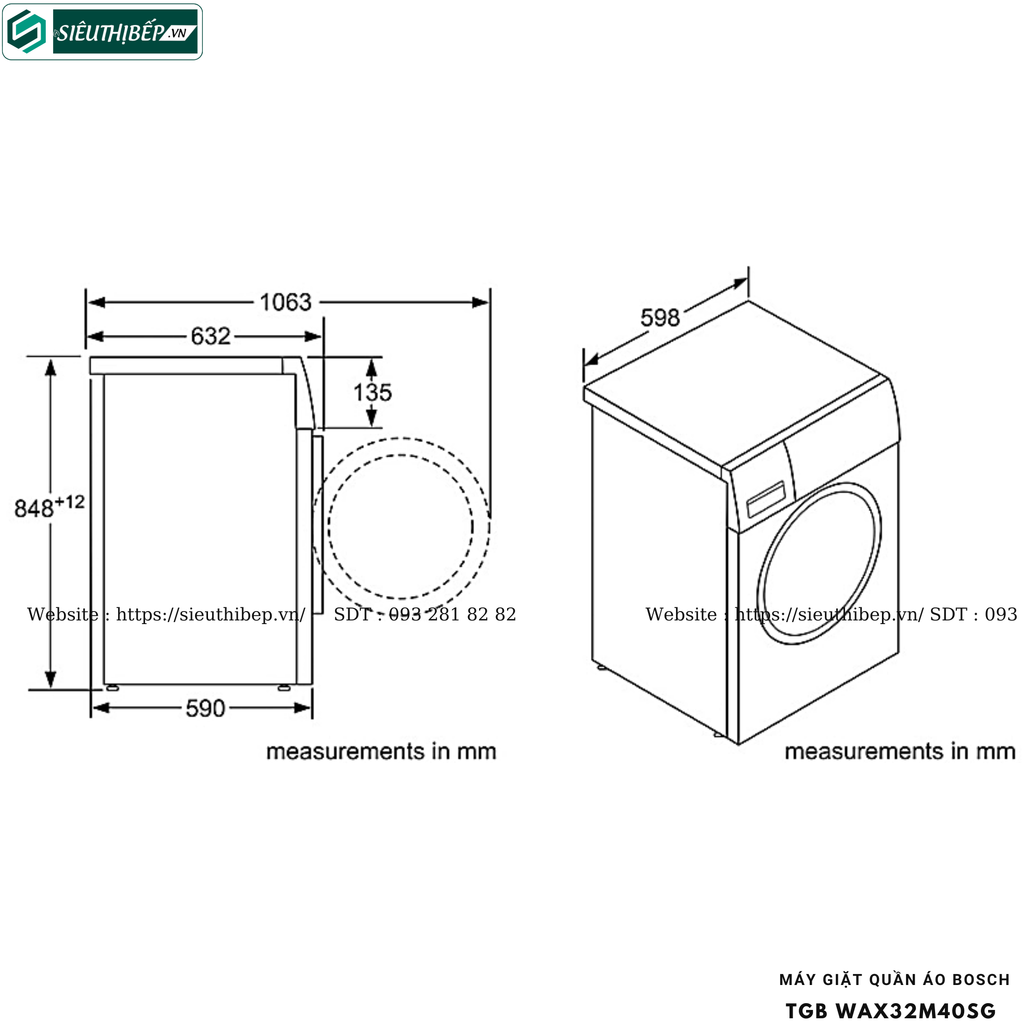 Máy giặt Bosch TGB WAX32M40SG - Serie 8 (10Kg - Made in Germany)