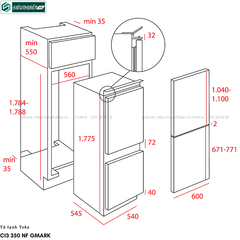 Tủ lạnh Teka CI3 350 NF GMARK (Lắp âm - Made in Romania)
