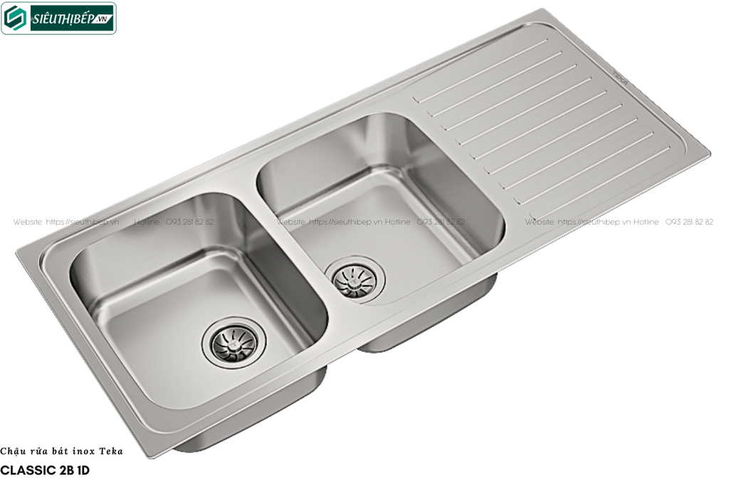 Chậu rửa bát Teka CLASSIC 2B 1D (2 hộc 1 bàn chờ - Made in Spain)