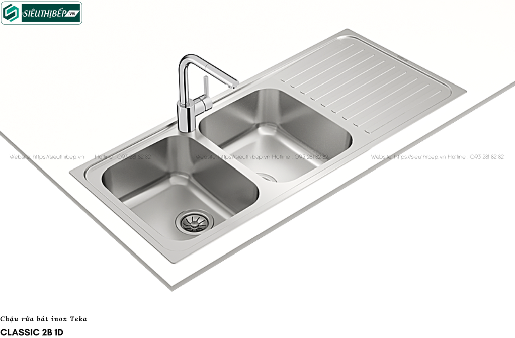 Chậu rửa bát Teka CLASSIC 2B 1D (2 hộc 1 bàn chờ - Made in Spain)