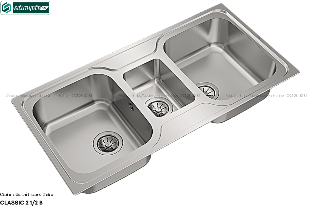 Chậu rửa bát Teka CLASSIC 2 1/2 B (3 hộc - Made in Spain)