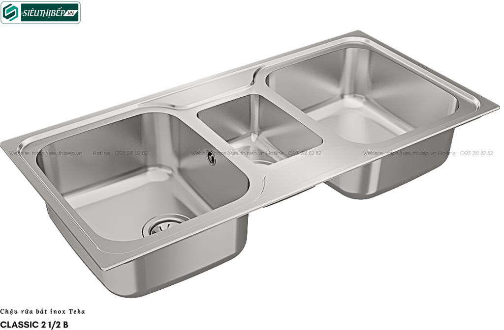 Chậu rửa bát Teka CLASSIC 2 1/2 B (3 hộc - Made in Spain)