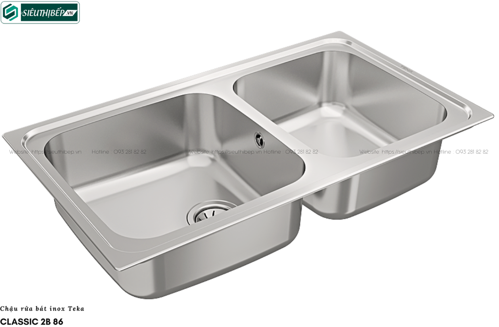 Chậu rửa bát Teka CLASSIC 2B 86 (Inox 2 hộc - Made in Spain)