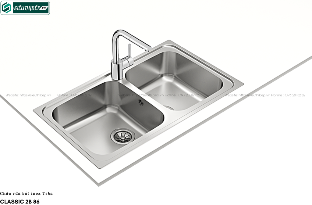 Chậu rửa bát Teka CLASSIC 2B 86 (Inox 2 hộc - Made in Spain)