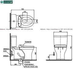 Bồn cầu 2 khối TOTO CS735DE2#XW (Nắp Rửa Cơ TCW07S)