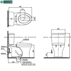 Bồn cầu 2 khối TOTO CS735DT3#XW (Nắp Đóng Êm TC385VS)
