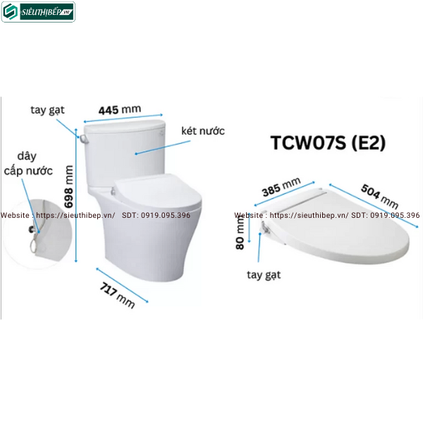 Bồn cầu 2 khối TOTO CS767RE2#XW (Nắp Rửa Cơ TCW07S)