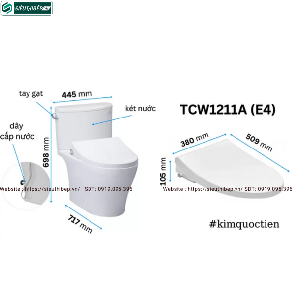 Bồn cầu 2 khối TOTO CS767RE4#XW (Nắp Rửa Cơ TCW1211A)