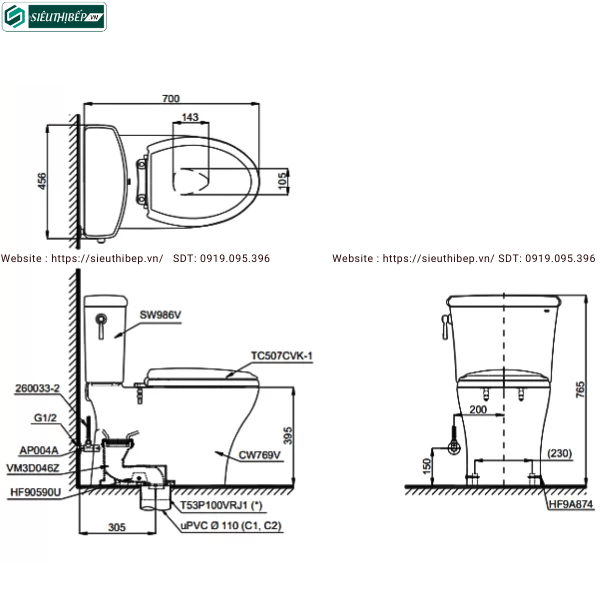 Bồn cầu 2 khối TOTO CS986GT9#XW (Nắp Đóng Êm TC507CVK-1)