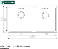 Chậu rửa bát Konox CUBE 8744DU / CUBE 8144DU (Inox 2 hộc đều)