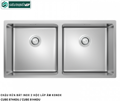 Chậu rửa bát Konox CUBE 8744DU / CUBE 8144DU (Inox 2 hộc đều)