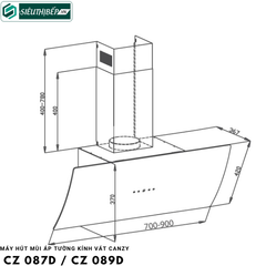 Máy hút mùi Canzy CZ 087D / CZ 089D (Áp tường - kính vát)