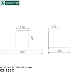 Máy hút mùi Canzy CZ B53C (Áp tường - chữ T)