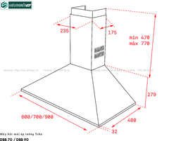 Máy hút mùi Teka DBB 70 / DBB 90 (Áp tường - Made in Spain)