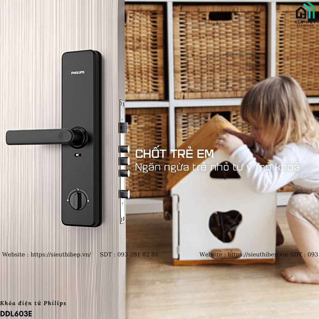Khóa điện tử Philips DDL603E (Mở khóa bằng APP Wifi thông minh)