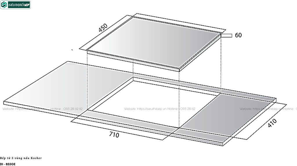 Bếp từ Kocher DI - 855GE (3 vùng nấu - Made in Germany)