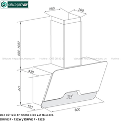 Máy hút mùi Malloca DRIVE F - 152W / DRIVE F - 152B (Áp tường - Kính vát)