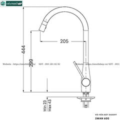 Vòi rửa bát Dudoff SWAN 600 (Mạ Chrome - Made in Italy)