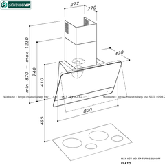 Máy hút mùi Dudoff PLATO BS / PLATO BG (Áp tường, Kính vát - Made in Italy)