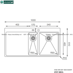 Chậu rửa bát Dudoff SPOT MM2L (Inox, 2 hộc 1 bàn chờ - Made in Turkey)