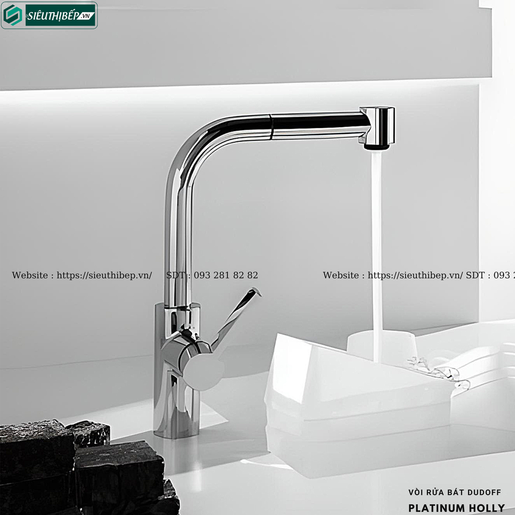 Vòi rửa bát Dudoff PLATINUM HOLLY (Mạ vàng trắng - Made in Germany)