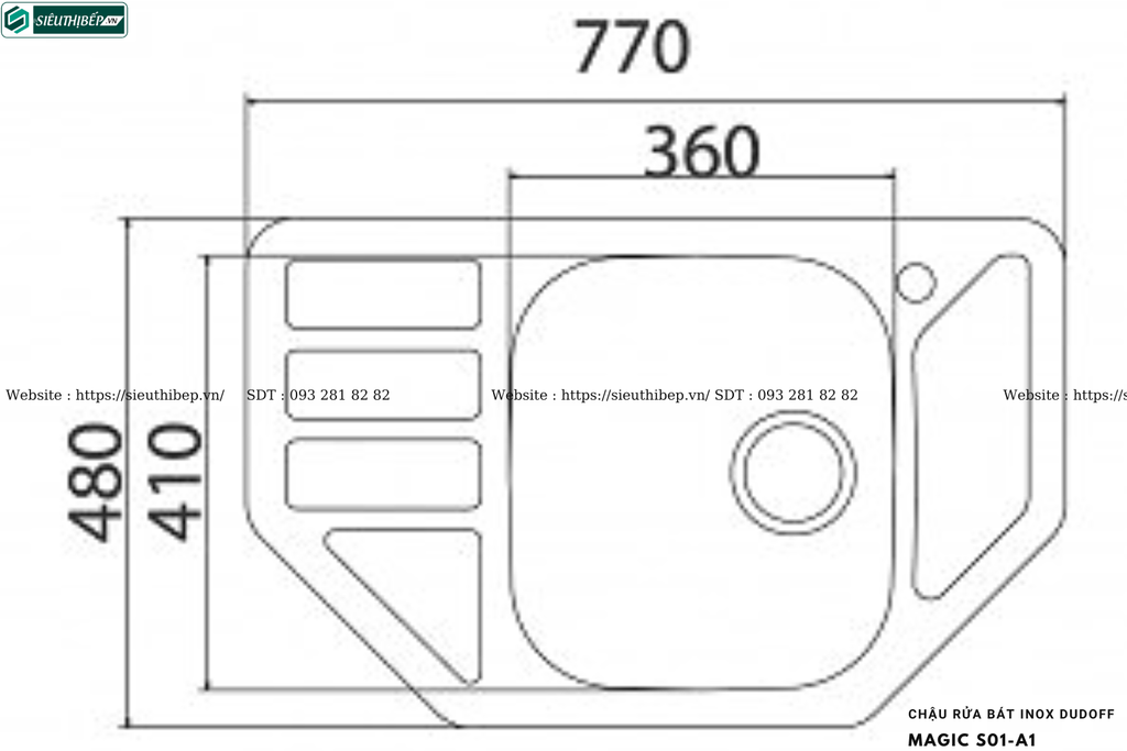 Chậu rửa bát Dudoff MAGIC S01-A1 (Inox - Made in Turkey)