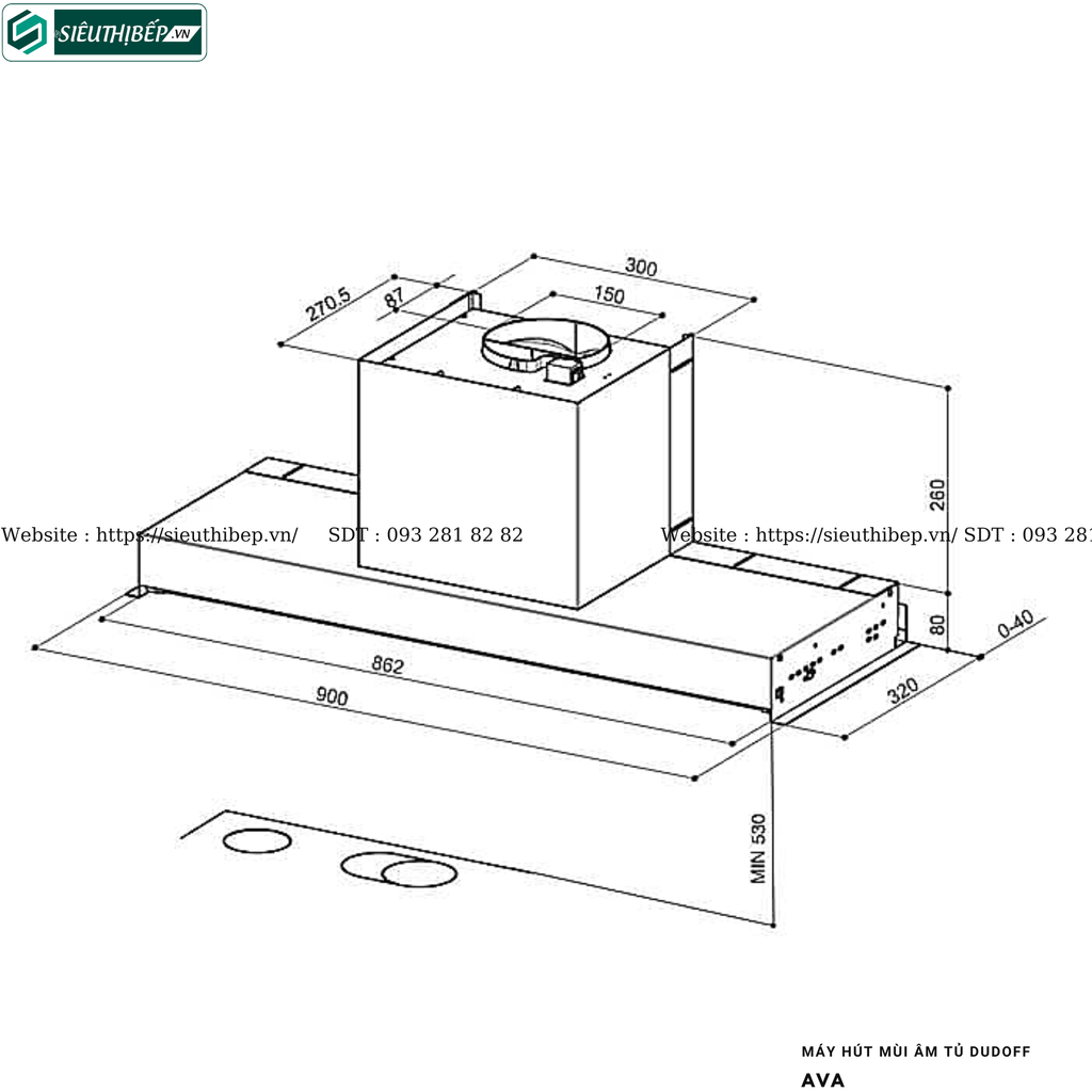 Máy hút mùi Dudoff AVA (Âm tủ - Made in Italy)