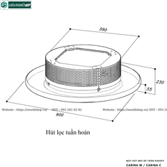 Máy hút mùi Dudoff CARINA W / CARINA C (Áp trần - Made in Italy)