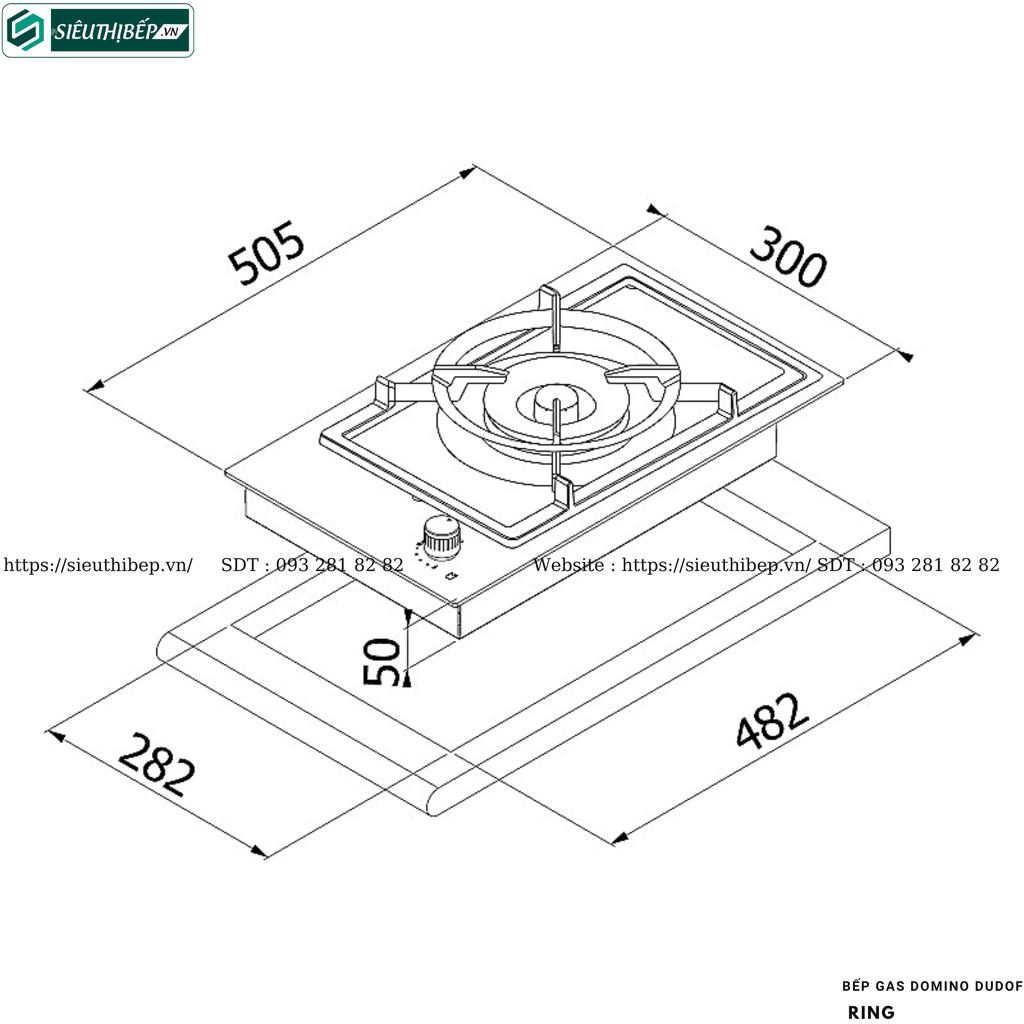 Bếp gas Domino Dudoff RING (Made in Italy)