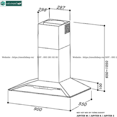 Máy hút mùi Dudoff JUPITER W / JUPITER B / JUPITER S (Áp tường, hình nón - Made in Italy)