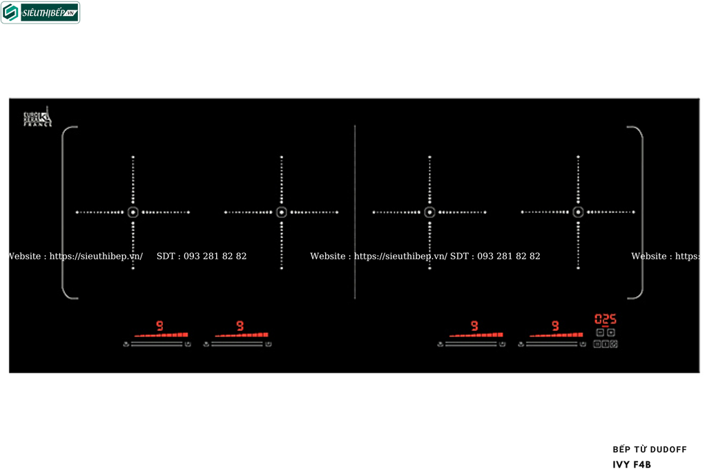 Bếp từ Dudoff IVY F4W / IVY F4G / IVY F4B (4 vùng nấu - Made in Italy)