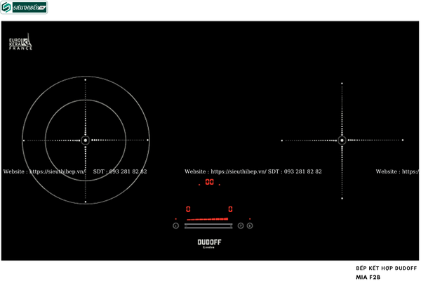 Bếp kết hợp Dudoff MIA F2B (Từ kết hợp điện, 2 vùng nấu - Made in Italy)